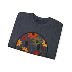 Floral Smile Sweatshirt — Retro Fall Flowers Smiley Crewneck
