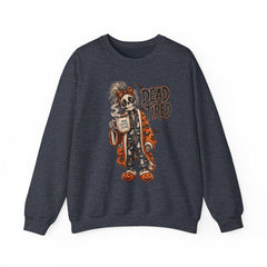 Dead Tired Halloween Crewneck Sweatshirt – Sleepy Skeleton Coffee Graphic Halloween
