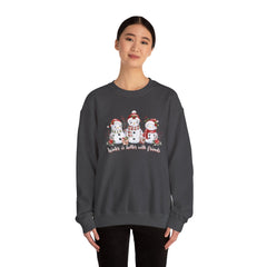 Winter is Better with Friends - Snowmen Crewneck Sweatshirt, Cozy Christmas Apparel, Holiday Festive Sweatshirt