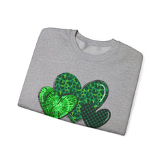 Green Heart Patterns Unisex Heavy Blend Crewneck Sweatshirt | St. Patrick's Day/Christmas