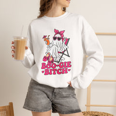 Boo-gie Bitch Ghost Crewneck Sweatshirt — Cute Retro Halloween Graphic