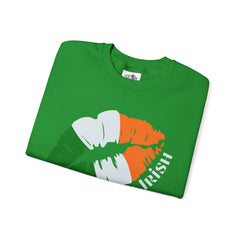 St. Patrick's Day Unisex Crewneck- “Kiss Me, I’m Irish” Flag Lips