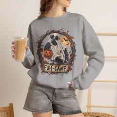 Halloween Ghost Crewneck Sweatshirt – 'Fuh-Cawf' Spooky Pumpkin Design