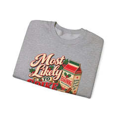 Eggnog Crewneck Sweatshirt – “Most Likely to Spike the Eggnog” Holiday Sweater