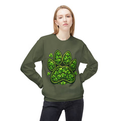 St. Patrick’s Day Shamrock Paw Sweatshirt — Lucky Clover Dog Lover Crewneck