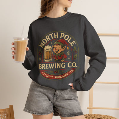 North Pole Brewing Co. Holiday Sweatshirt, Christmas Gift, Unisex Cozy Crewneck, Winter Apparel, Elf Festive Casual Wear