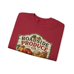 Roadside Produce Co. Crewneck Sweatshirt — Vintage Farmstand Graphic- Southern Heritage