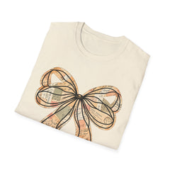 Vintage Newspaper Print Pen & Ink Bow T-Shirt