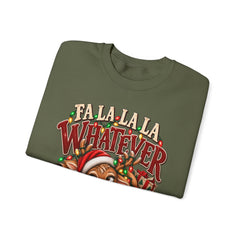 'Fa La La La Whatever' Cute Sleepy Reindeer Christmas Sweatshirt