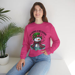 "I'm Having a Meltdown" Beautiful Melting Snowman Christmas Gildan Crewneck