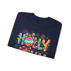 Holly Jolly Crewneck Gildan Sweatshirt — Colorful Christmas Ornament Holiday Sweater