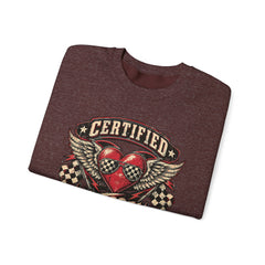 Certified Heartbreaker Crewneck Sweatshirt — Vintage Racing Winged Valentines Heart Graphic