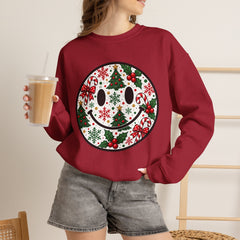 Christmas Smiley Crewneck Sweatshirt — Festive Holiday Smile Graphic