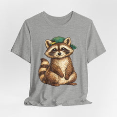Cute Raccoon Graphic Tee — Adorable Cartoon Raccoon with Green Cap