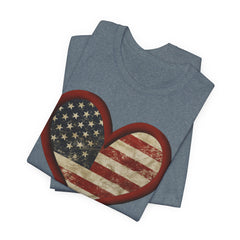 Patriotic Heart Tee - Love USA, American Pride Shirt, 4th of July, Independence Day, Memorial Day, Gift for Her