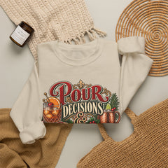 "Pour Decisions & Christmas Traditions" Holiday Christmas Sweatshirt Crewneck