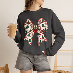 Christmas Bow Crewneck Sweatshirt — Festive Holiday Bow Sweatshirt