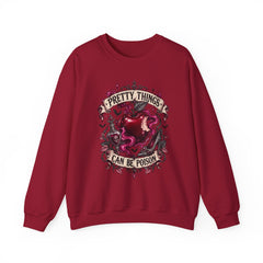 Crewneck Sweatshirt — “Pretty Things Can Be Poison” Gothic Apple Graphic