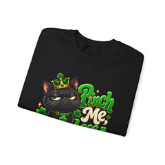 St. Patrick’s Black Cat Sweatshirt  "Pinch Me, Lose a Finger" Graphic Crewneck