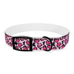 Dog Collar- Pink Leopard Print Hearts