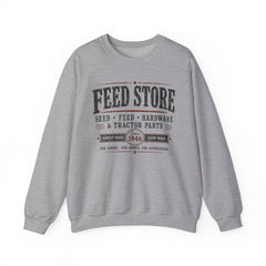 Feed Store Crewneck Sweatshirt — Vintage Farmhouse Seed & Feed Graphic - Southern Heritage
