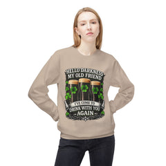 St. Patrick's 'Hello Darkness My Old Friend' Crewneck Sweatshirt — Irish Shamrock Beer Design
