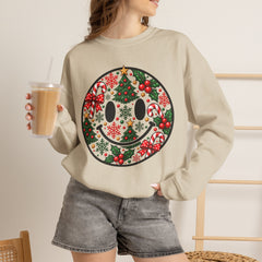Christmas Smiley Crewneck Sweatshirt — Festive Holiday Smile Graphic