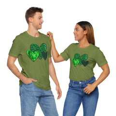 Green Hearts St. Patrick's Day Tee - Unisex Short Sleeve Shirt / Christmas