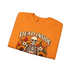 Skeleton Coffee Sweatshirt, Dead Inside But Caffeinated Crewneck, Halloween Gift, Unisex Fall Apparel, Cozy Lounge Wear