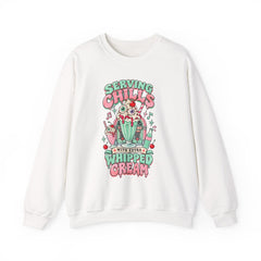 Halloween Sweatshirt — "Serving Chills with Extra Whipped Cream" Retro Ice Cream Graphic - BP