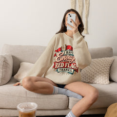 "I Have Enough Red Flags, Thanks" Vintage Banner Graphic Valentine Sweatshirt