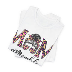Mom Life Cheeta Print Unisex Jersey Tee - Fun Floral Design for Mothers