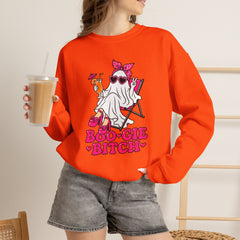 Boo-gie Bitch Ghost Crewneck Sweatshirt — Cute Retro Halloween Graphic