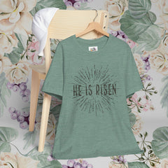 He Is Risen Unisex Short Sleeve Tee - Easter Celebration Shirt