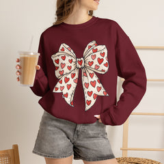 Valentine Heart Bow Sweatshirt — Cute Ribbon Graphic Crewneck