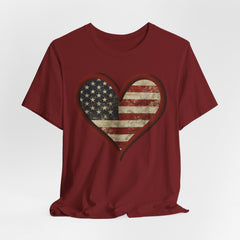 Patriotic Heart Tee - Love USA, American Pride Shirt, 4th of July, Independence Day, Memorial Day, Gift for Her