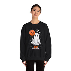 Orange Balloon Halloween Ghost Sweater | Unisex Crewneck Sweatshirt for Cozy Autumn Nights, Halloween Party, Spooky