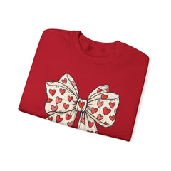 Valentine Heart Bow Sweatshirt — Cute Ribbon Graphic Crewneck
