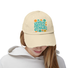 Jewelry Reveal Junkie Distressed Cap | Unisex Cap for Jewelry Lovers, Vintage Style, Boho Vibe