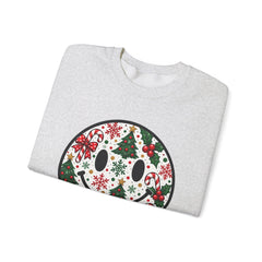 Christmas Smiley Crewneck Sweatshirt — Festive Holiday Smile Graphic