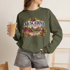 Muscadine Vineyard Crewneck Sweatshirt — Vintage Grape Winery Graphic - Southern Heritage