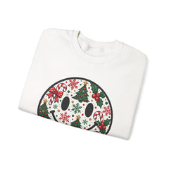 Christmas Smiley Crewneck Sweatshirt — Festive Holiday Smile Graphic
