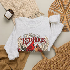 Red Birds Are Angels Crewneck Sweatshirt — Memorial Cardinal Tribute Sweater- Christmas Vibes