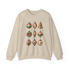 Crewneck Sweatshirt — Vintage Christmas Ornaments Holiday Pullover