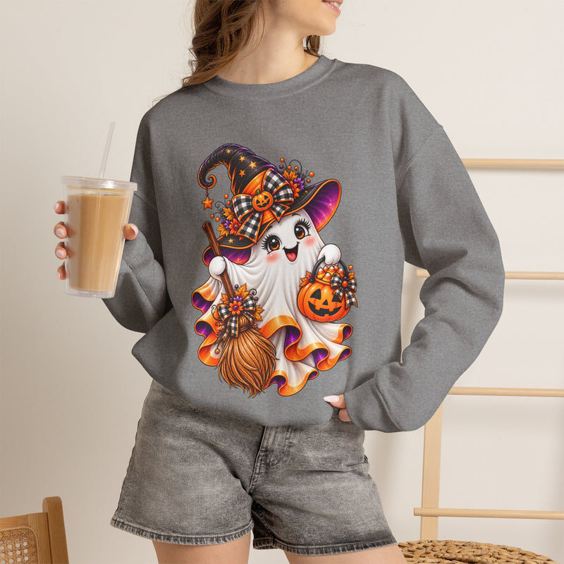 Cute Halloween Witch Cat Crewneck Sweatshirt