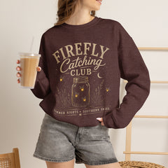Firefly Catching Club Sweatshirt — Vintage Mason Jar Summer Nights Crewneck - Southern Heritage