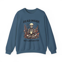 Skeleton Coffee Sweatshirt, Dead Inside But Caffeinated Crewneck, Halloween Gift, Unisex Fall Apparel, Cozy Lounge Wear