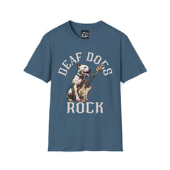 FB Rockstar Dog Unisex T-Shirt - Deaf Dogs Definitely Rock on Electric Guitars Design