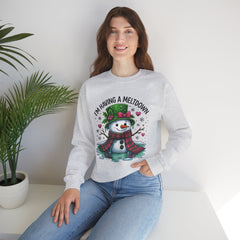 "I'm Having a Meltdown" Beautiful Melting Snowman Christmas Gildan Crewneck