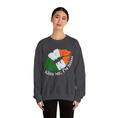 St. Patrick's Day Unisex Crewneck- “Kiss Me, I’m Irish” Flag Lips